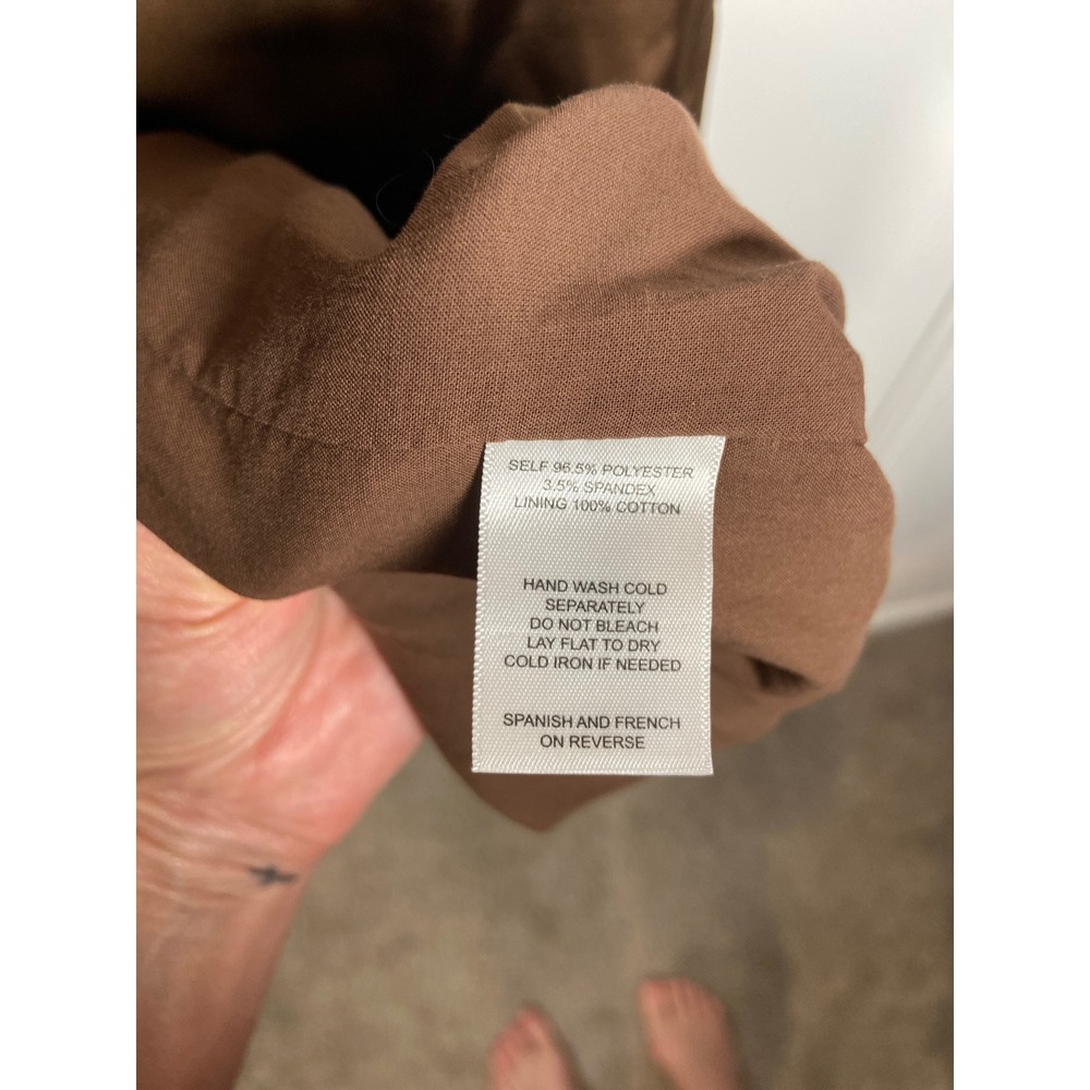 Contenta Brown Satin One Shoulder Midi Dress Ruched Bodycon XS - Picture 6 of 12